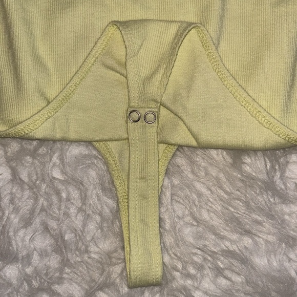 BP Square Neck Bodysuit Ribbed Yellow, Size Small - Picture 7 of 11